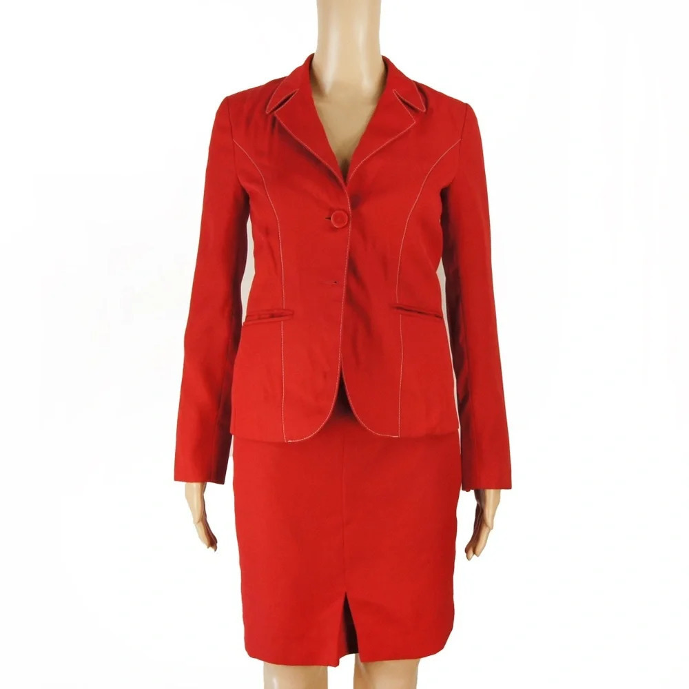Vintage Thierry Mugler x Clarins Red Blazer Jacket Skirt Set